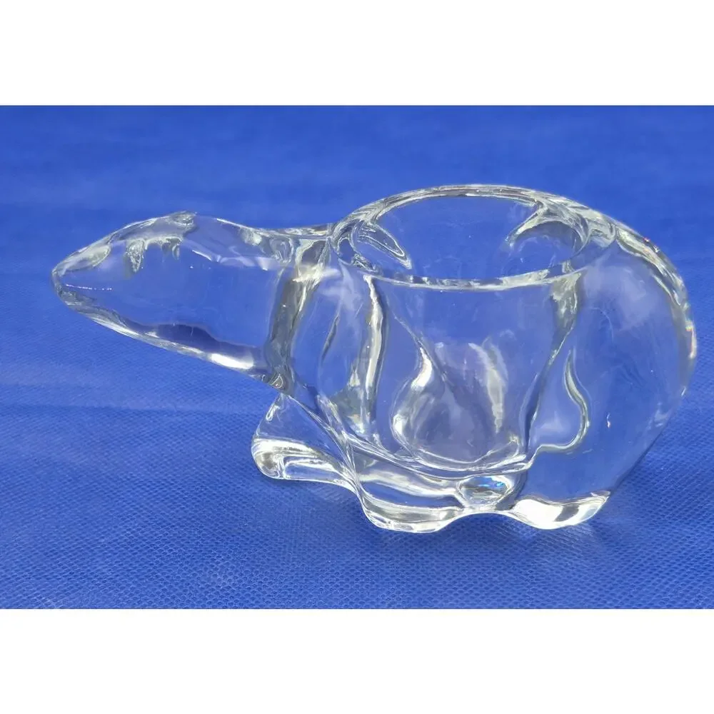 Vintage Indiana Glass Clear Polar Bear Votive Candle Holder 4.5